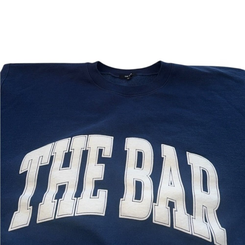 THE BAR‎ Navy & White Varsity Pullover Sweatshirt Large - Picture 4 of 9
